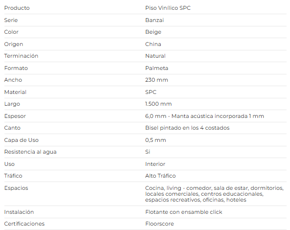 Piso Vinílico BANZAI XL 6,5mm Caja 2,07 M²