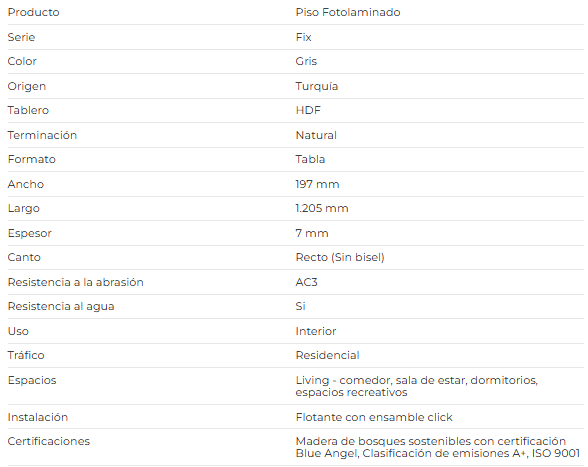 Piso Flotante FIX  7mm Caja 2,849 M²