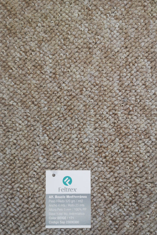 alfombra buclé mediterraneo 5mm 520grs/m² color 171 beige